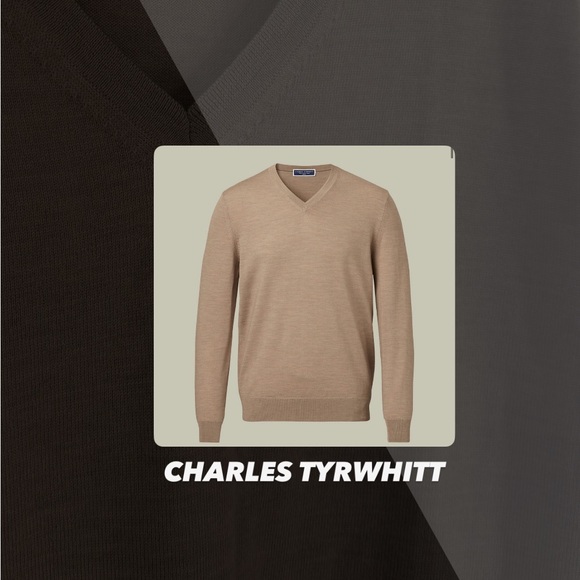 EUC Charles Tyrwhitt Oatmeal V Neck Sweater